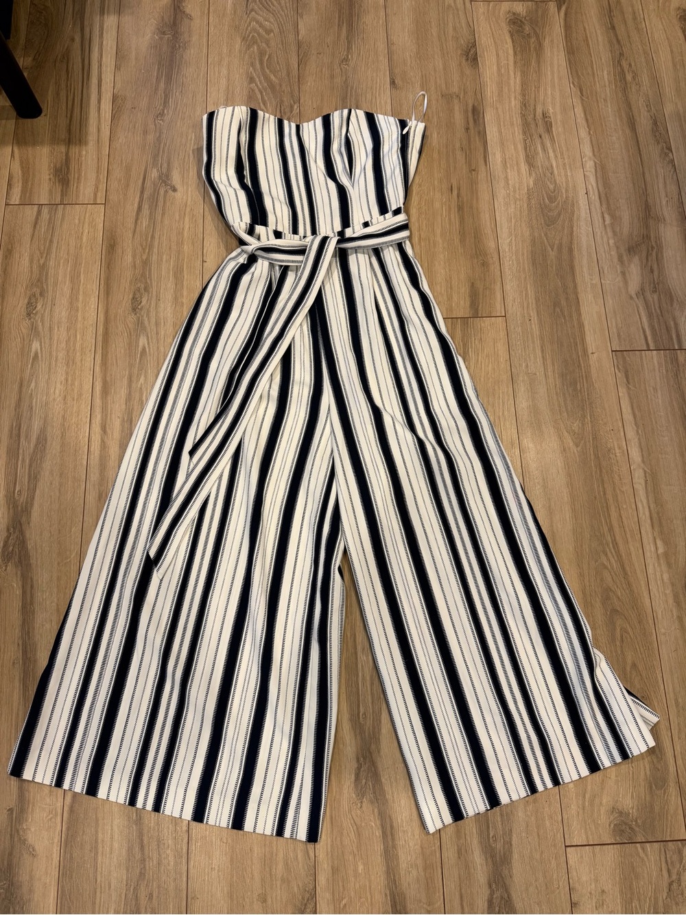H&M Strapless Wide-Leg Striped Jumpsuit